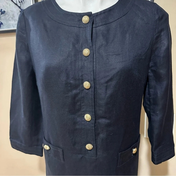 Talbots midi with gold button dress - Picture 5 of 11